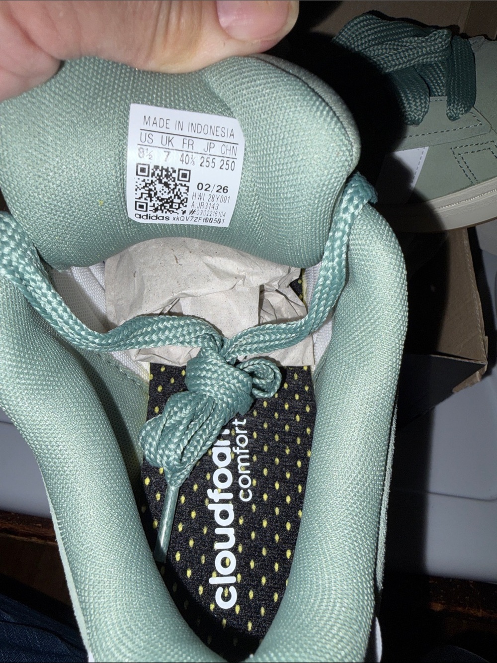 adidas Sage Green Suede Sneakers with White Stripes - Picture 7 of 8